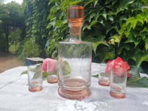 Service à liqueur en verre bullé